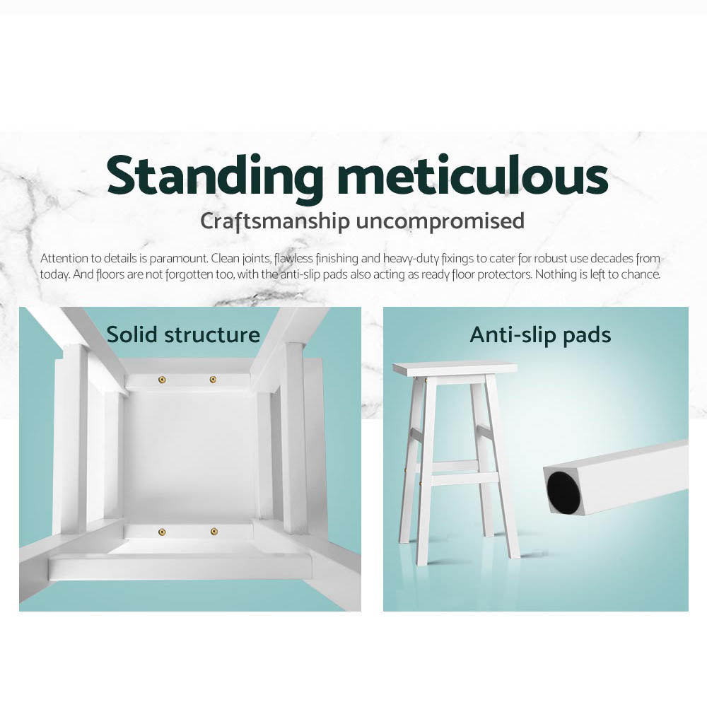 Artiss Set of 2 Wooden Backless Bar Stools - White