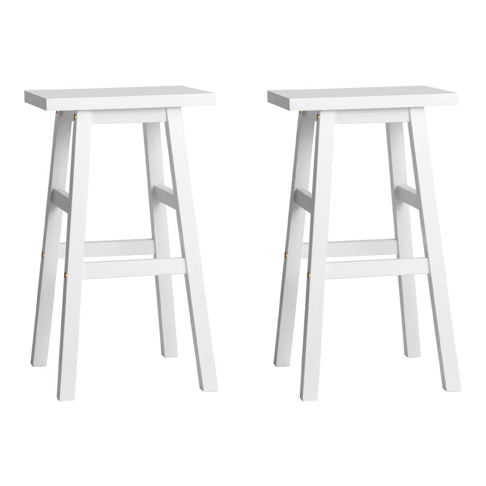 Artiss Set of 2 Wooden Backless Bar Stools - White