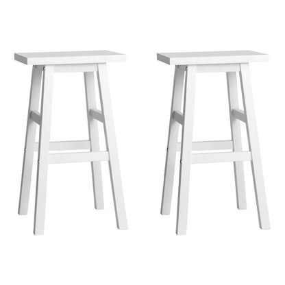 Artiss Set of 2 Wooden Backless Bar Stools - White