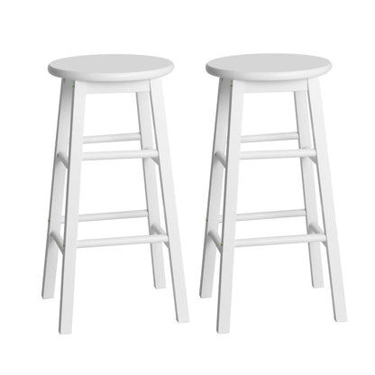 Artiss Set of 2 Beech Wood Backless Bar Stools - White
