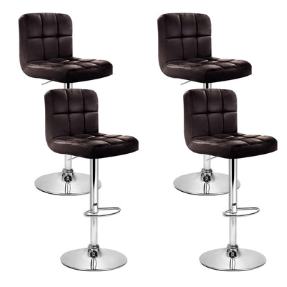 Set of 4 Bar Stools Gas lift Swivel - Steel and Chocolate