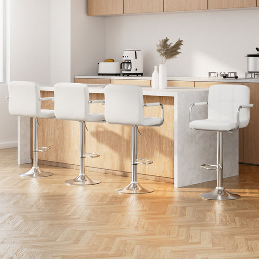 Artiss Set of 4 Bar Stools Gas lift Swivel - Steel and White