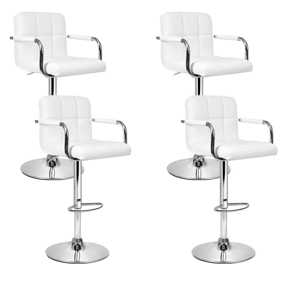 Artiss Set of 4 Bar Stools Gas lift Swivel - Steel and White