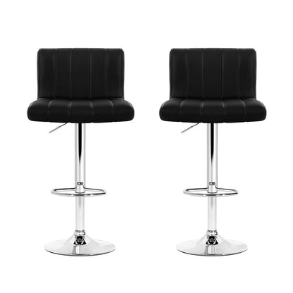 Artiss Set of 2 Line Style PU Leather Bar Stools - Black