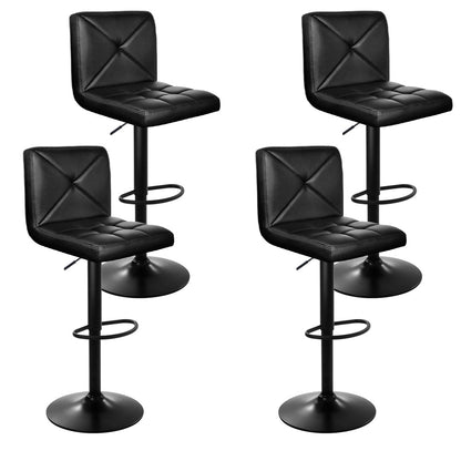 Set of 4 Bar Stools PU Leather Criss Cross Style - Black