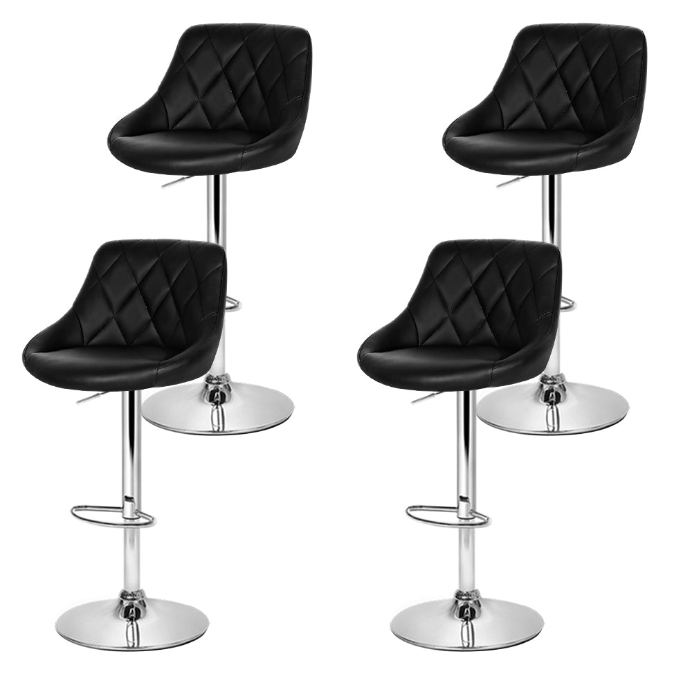 Artiss 4x Bar Stools Leather Padded Gas Lift Black