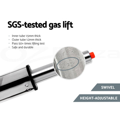 Set of 4 Bar Stools PU Leather Diamond Style - Grey