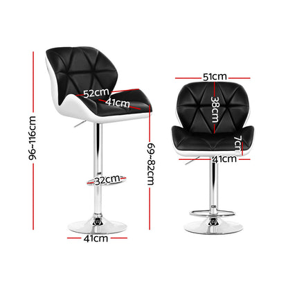 Set of 2 Kitchen Bar Stools - White, Black and Chrome