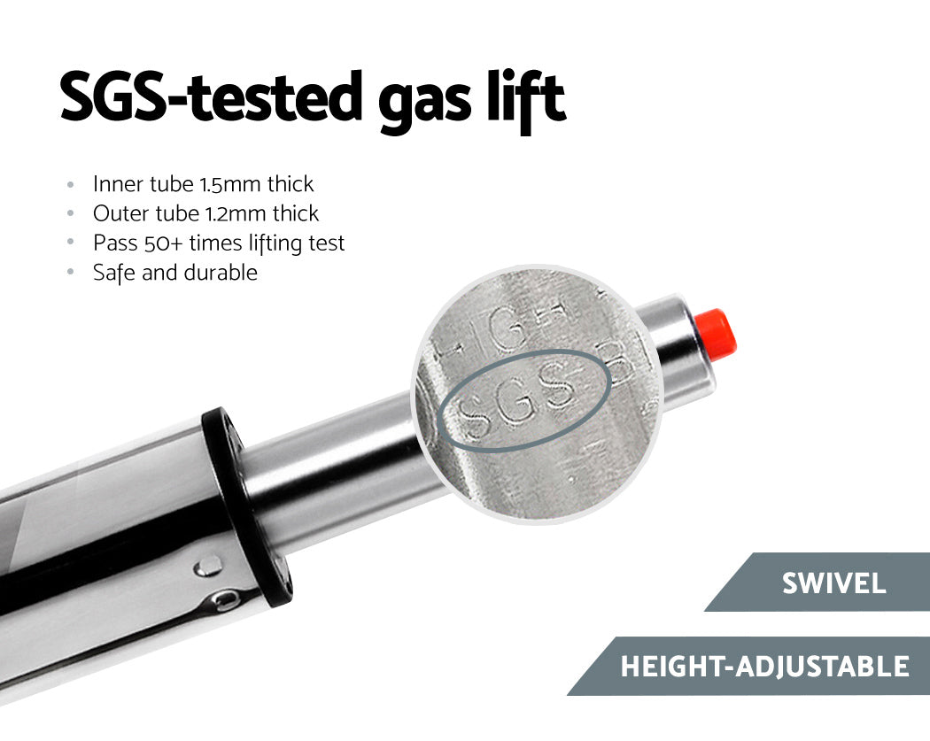 Artiss 2x Bar Stools Gas Lift Kitchen Swivel Chairs Leather Chrome Black