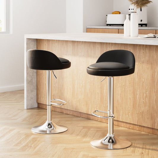 Artiss 2x Bar Stools PU Leather Gas Lift Black