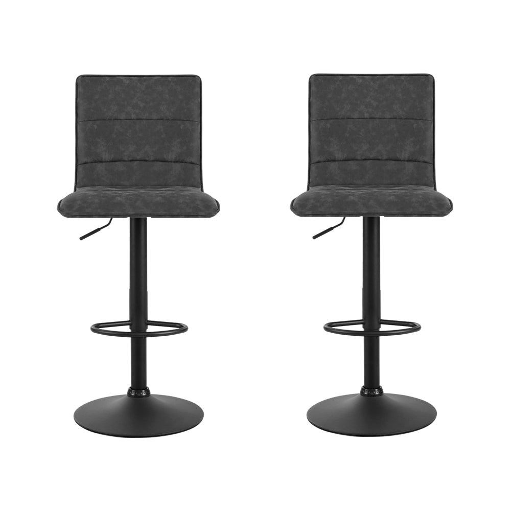 Artiss Set of 2 Bar Stools PU Leather Smooth Line Style - Grey and Black