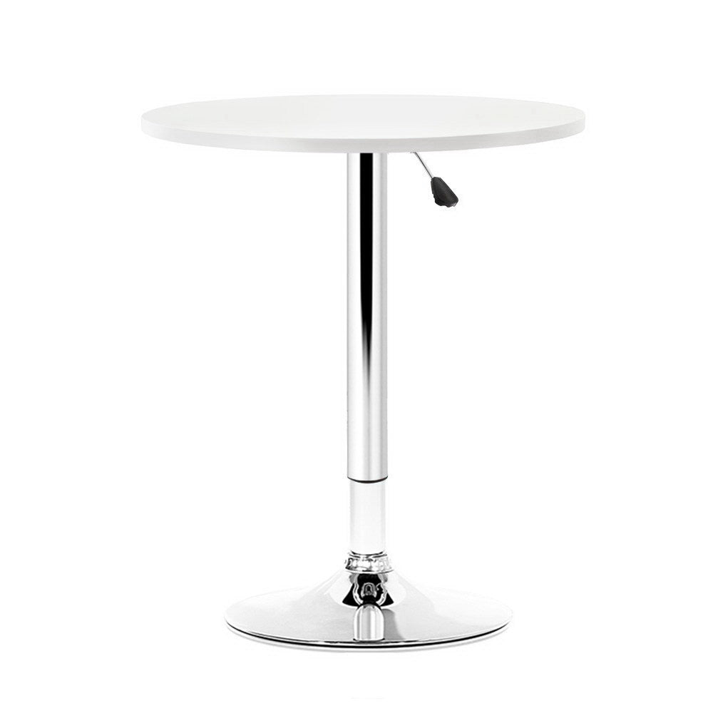 Artiss Adjustable Bar Table Gas Lift Wood Metal White