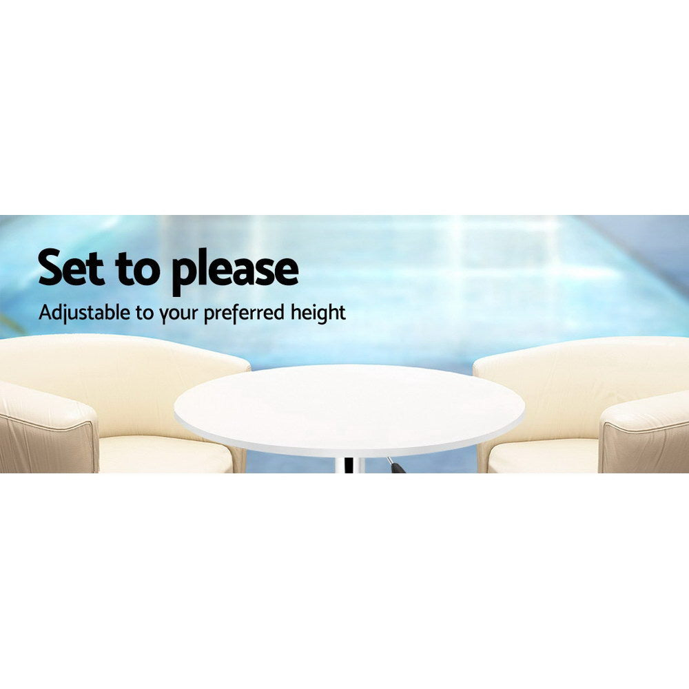 Artiss Adjustable Bar Table Gas Lift Wood Metal White