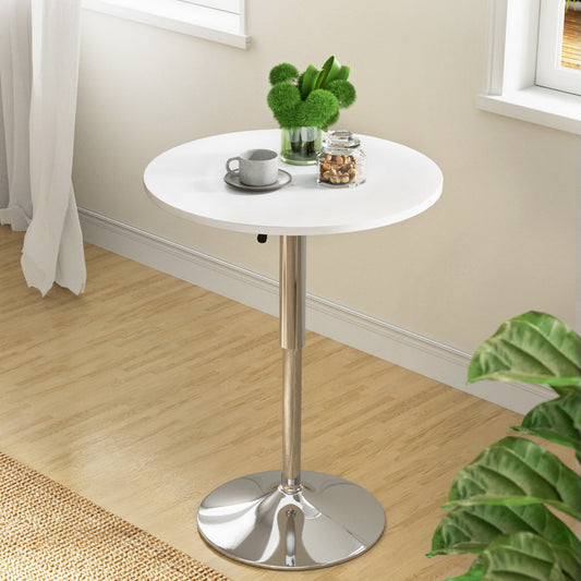 Artiss Adjustable Bar Table Gas Lift Wood Metal White