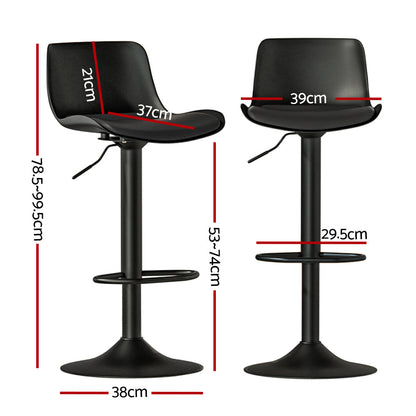 Artiss 2x Bar Stools Padded Seat Gas Lift Black