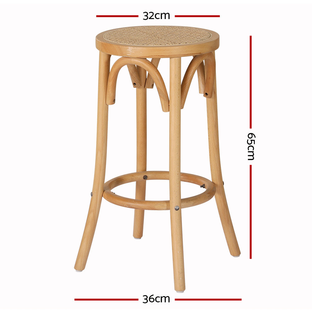 Artiss 2x Bar Stools Rattan Seat Wooden