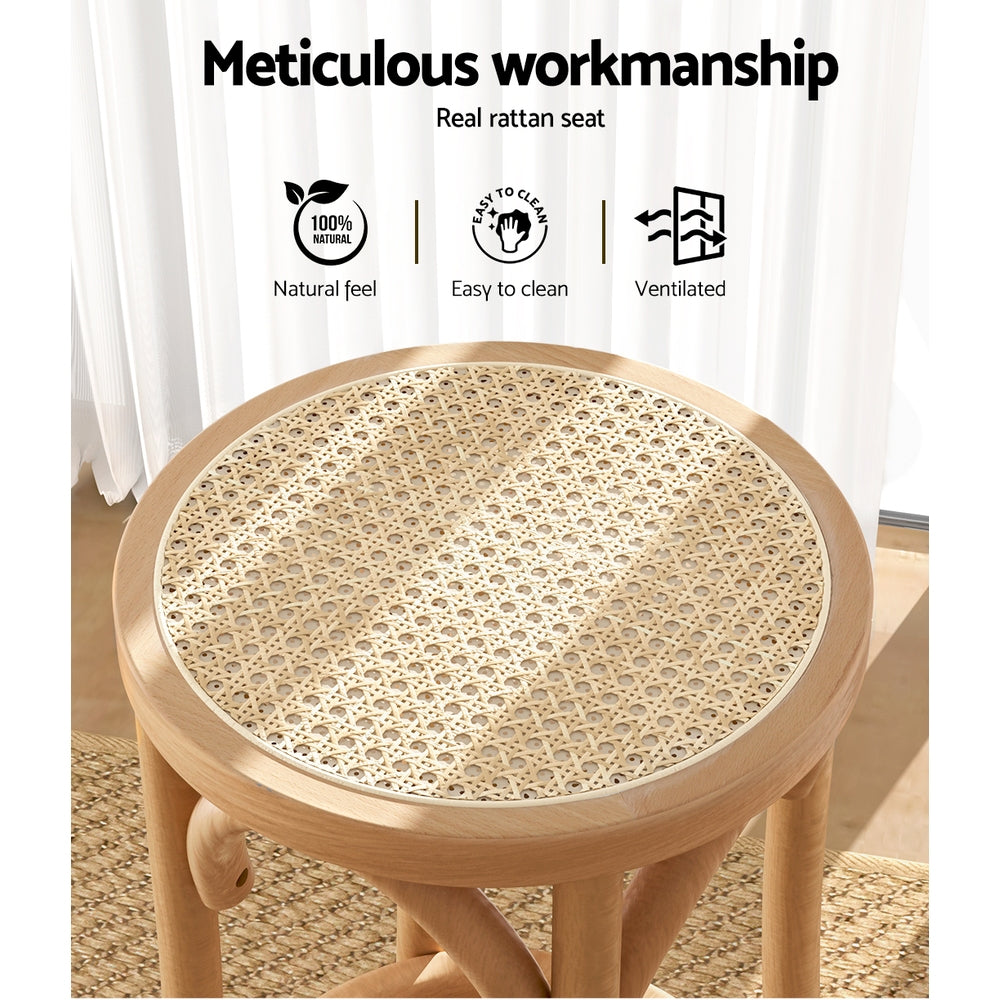 Artiss 2x Bar Stools Rattan Seat Wooden