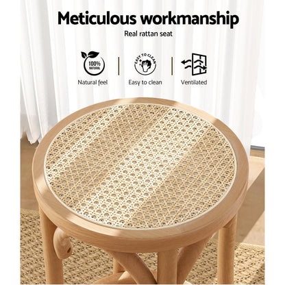 Artiss 2x Bar Stools Rattan Seat Wooden