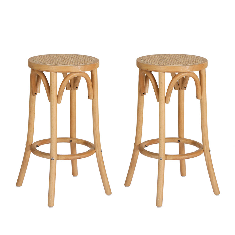 Artiss 2x Bar Stools Rattan Seat Wooden