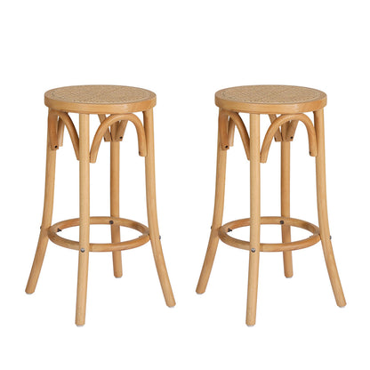 Artiss 2x Bar Stools Rattan Seat Wooden