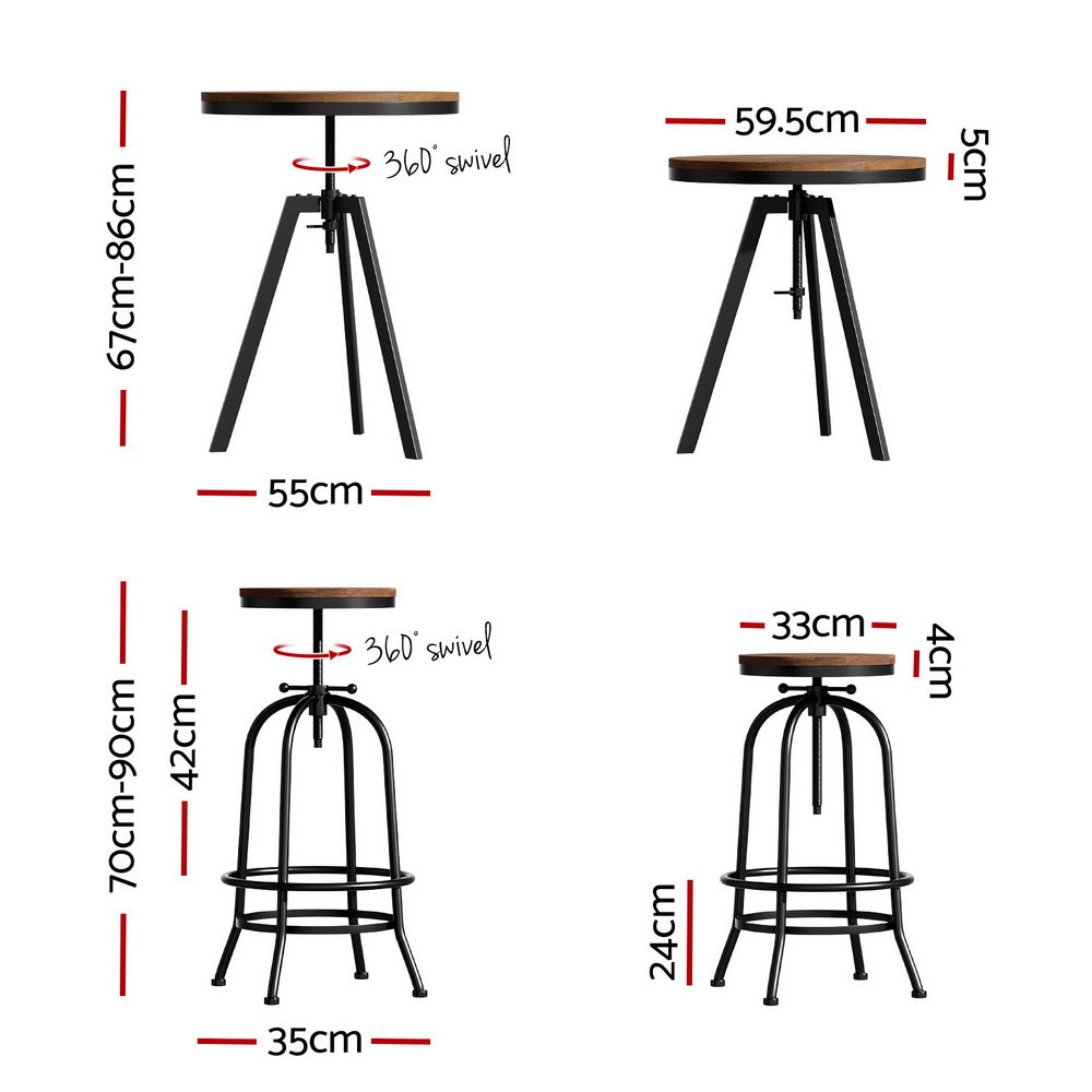 Artiss Bar Table Stools Set Dining Desk Industrial Kitchen Chairs Cafe Pub