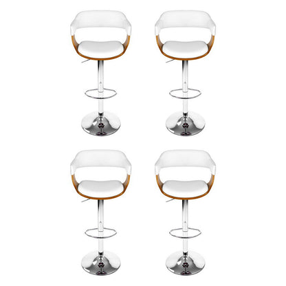 4x Artiss Bar Stools Gas Lift Leather with Armrest White