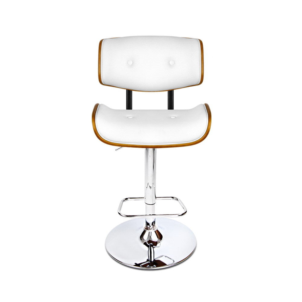 Artiss Bar Stools Gas Lift Leather White