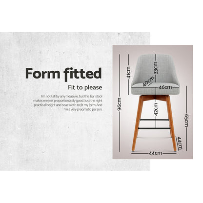 Artiss 4x Bar Stools Swivel Seat Wooden Grey