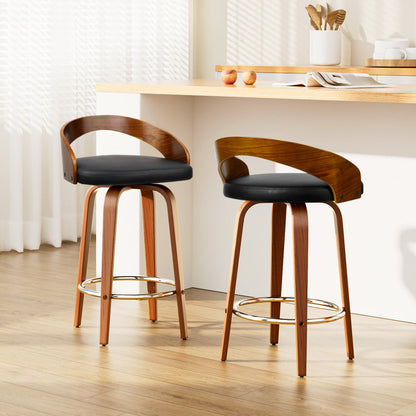 Artiss Set of 2 Wooden Bar Stools - Black