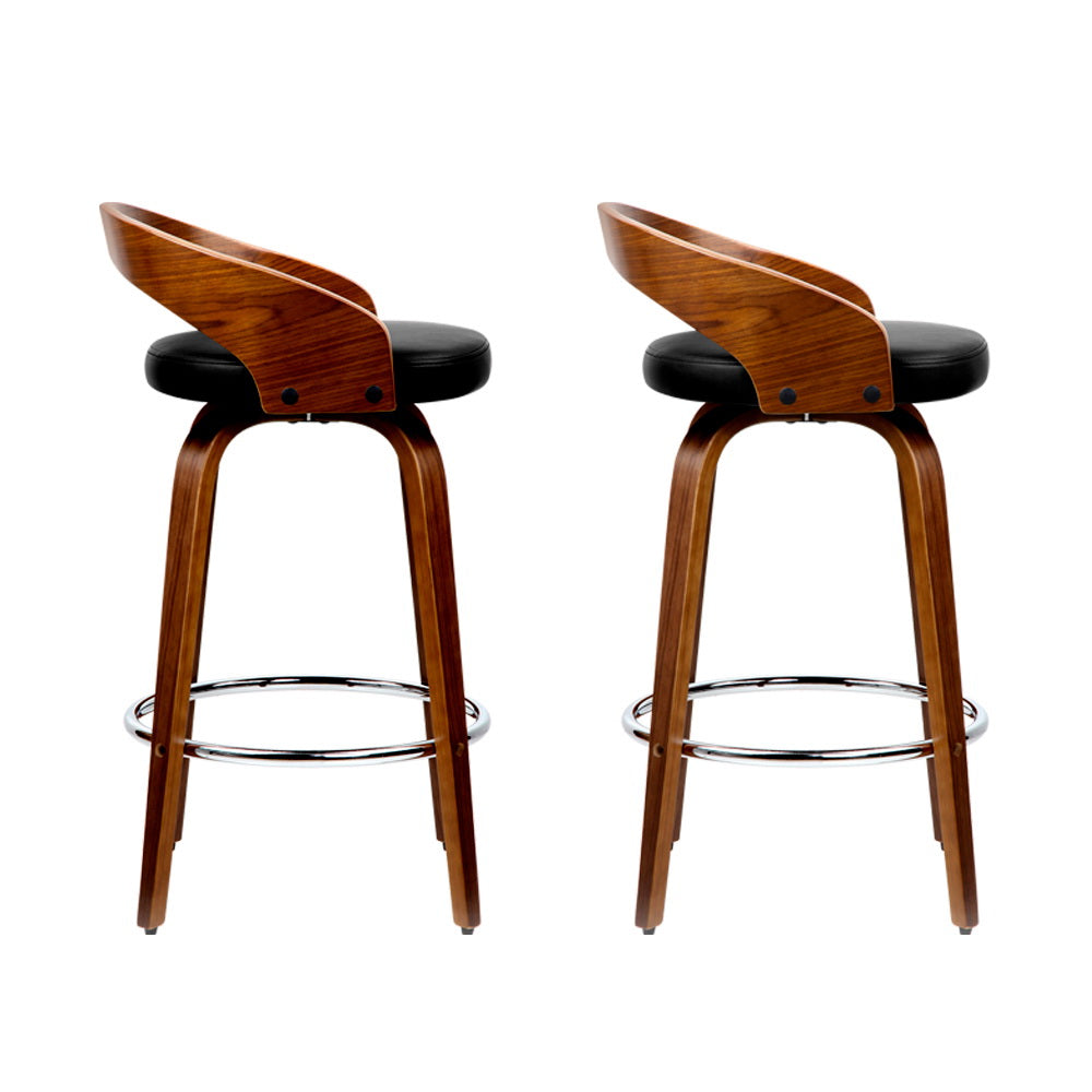 Artiss Set of 2 Wooden Bar Stools - Black