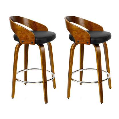 Artiss Set of 2 Wooden Bar Stools - Black