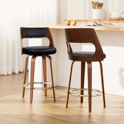 Artiss Set of 2 Wooden Bar Stools - Black