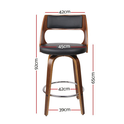 Artiss Set of 2 Wooden Bar Stools - Black