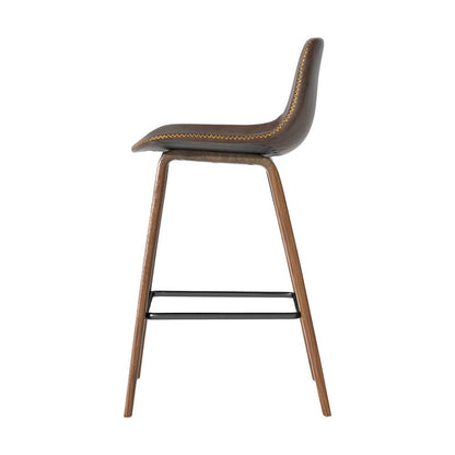 Artiss Set of 2 PU Leather Bar Stools - Walnut