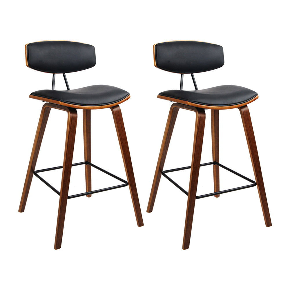 Artiss Set of 2 PU Leather Bar Stools - Black