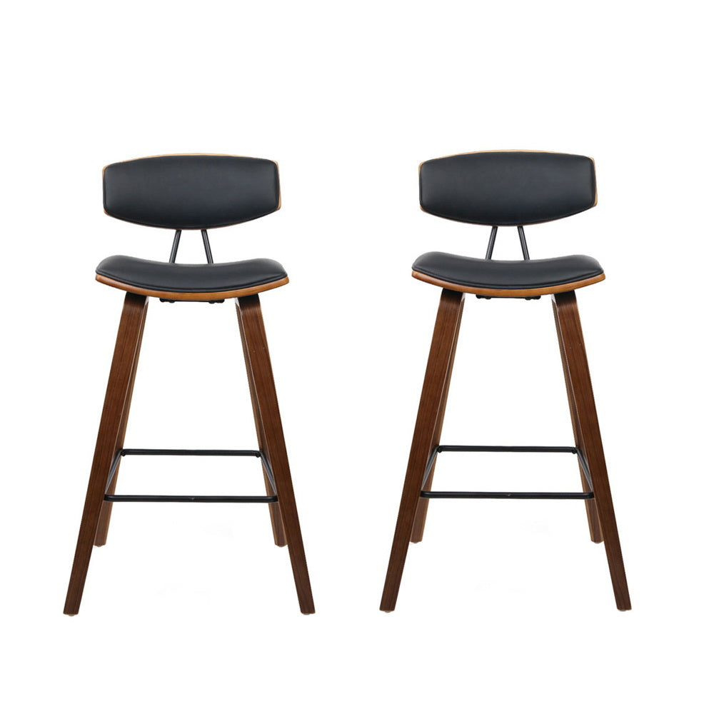 Artiss Set of 2 PU Leather Bar Stools - Black
