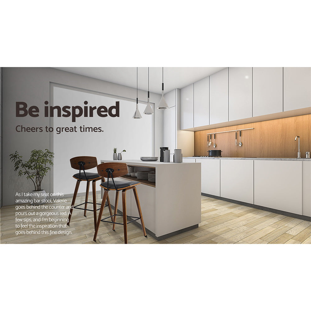 Artiss Set of 2 PU Leather Bar Stools - Black