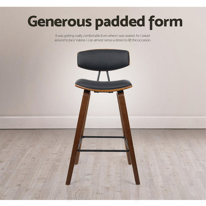 Artiss Set of 2 PU Leather Bar Stools - Black