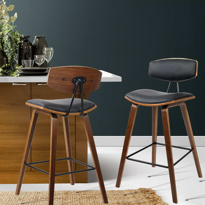 Artiss Set of 2 PU Leather Bar Stools - Black