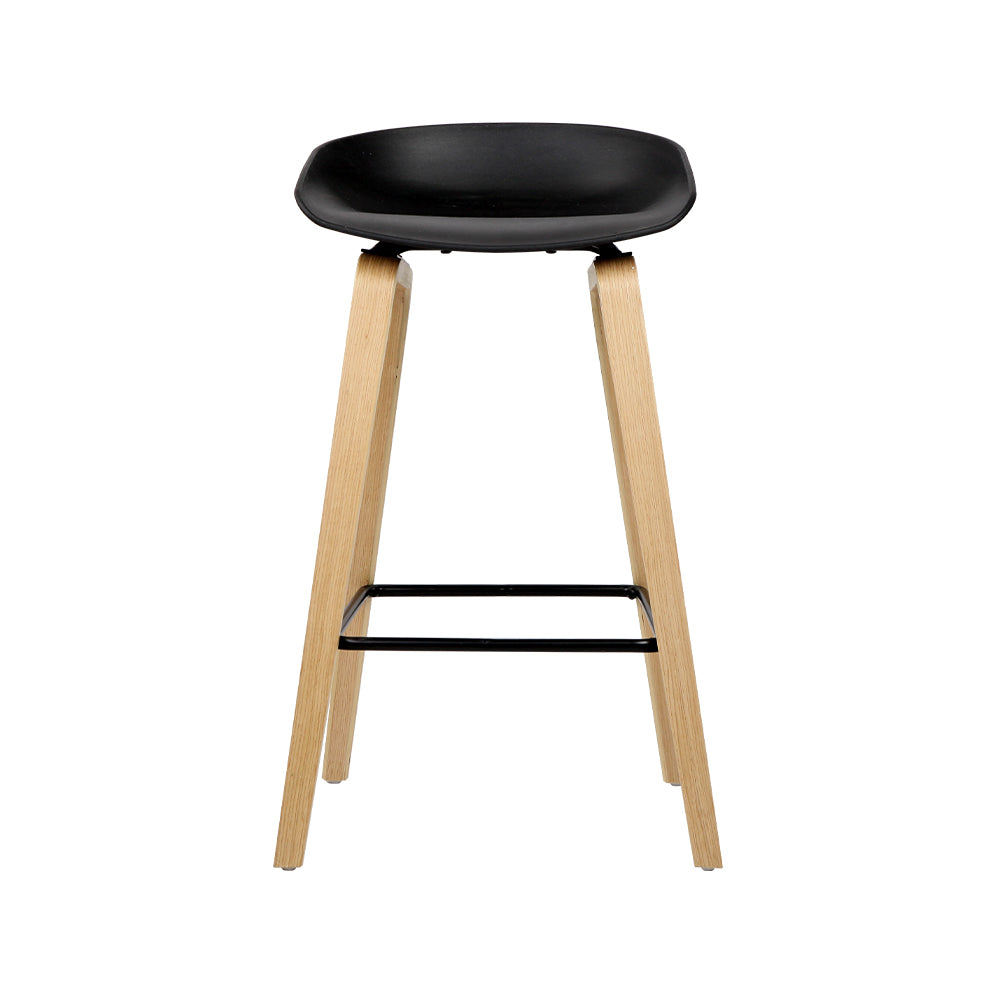 Artiss Set of 2 Wooden Backless Bar Stools - Black