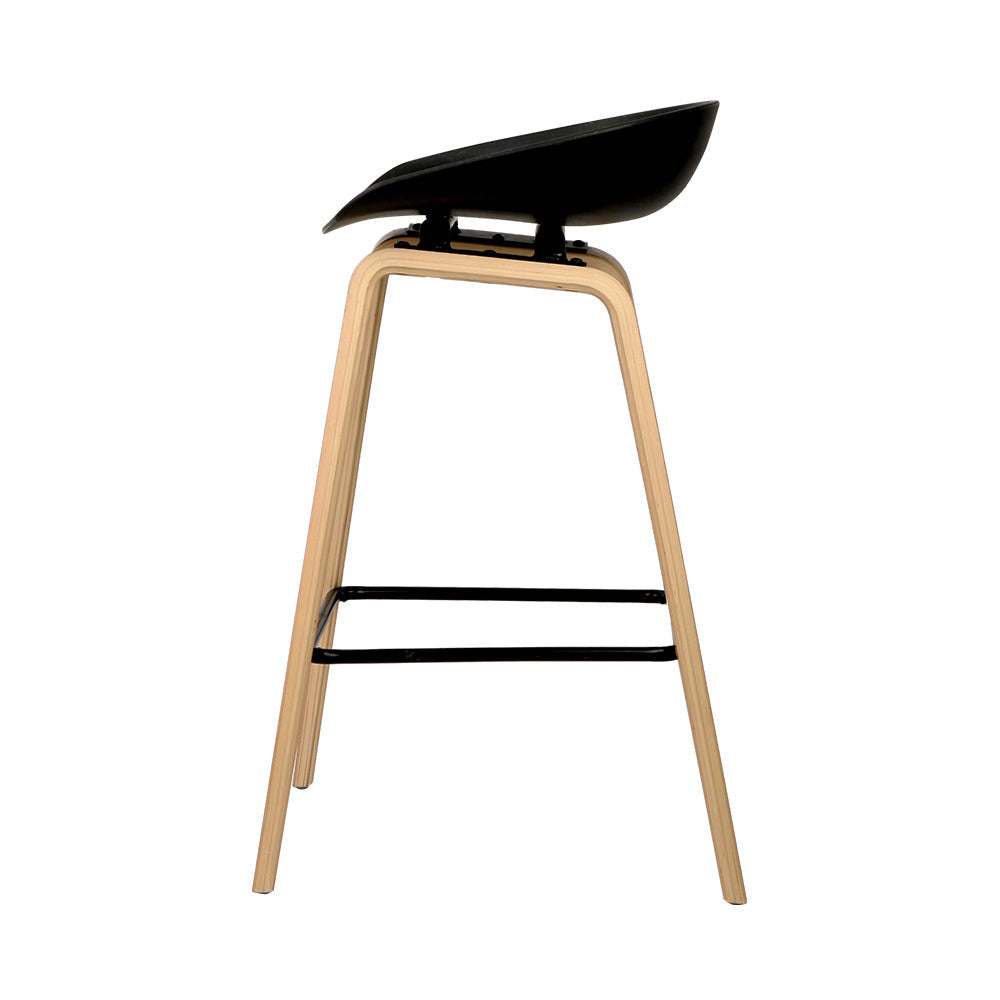 Artiss Set of 2 Wooden Backless Bar Stools - Black