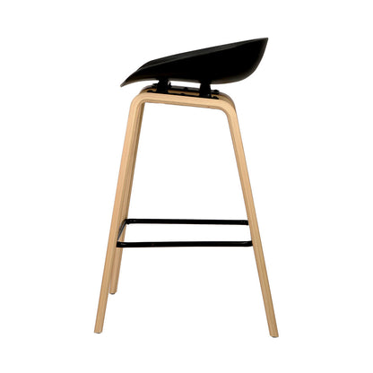 Artiss Set of 2 Wooden Backless Bar Stools - Black