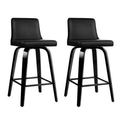 Artiss Set of 2 Wooden Bar Stool - Black