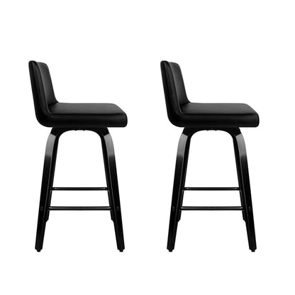 Artiss Set of 2 Wooden Bar Stool - Black