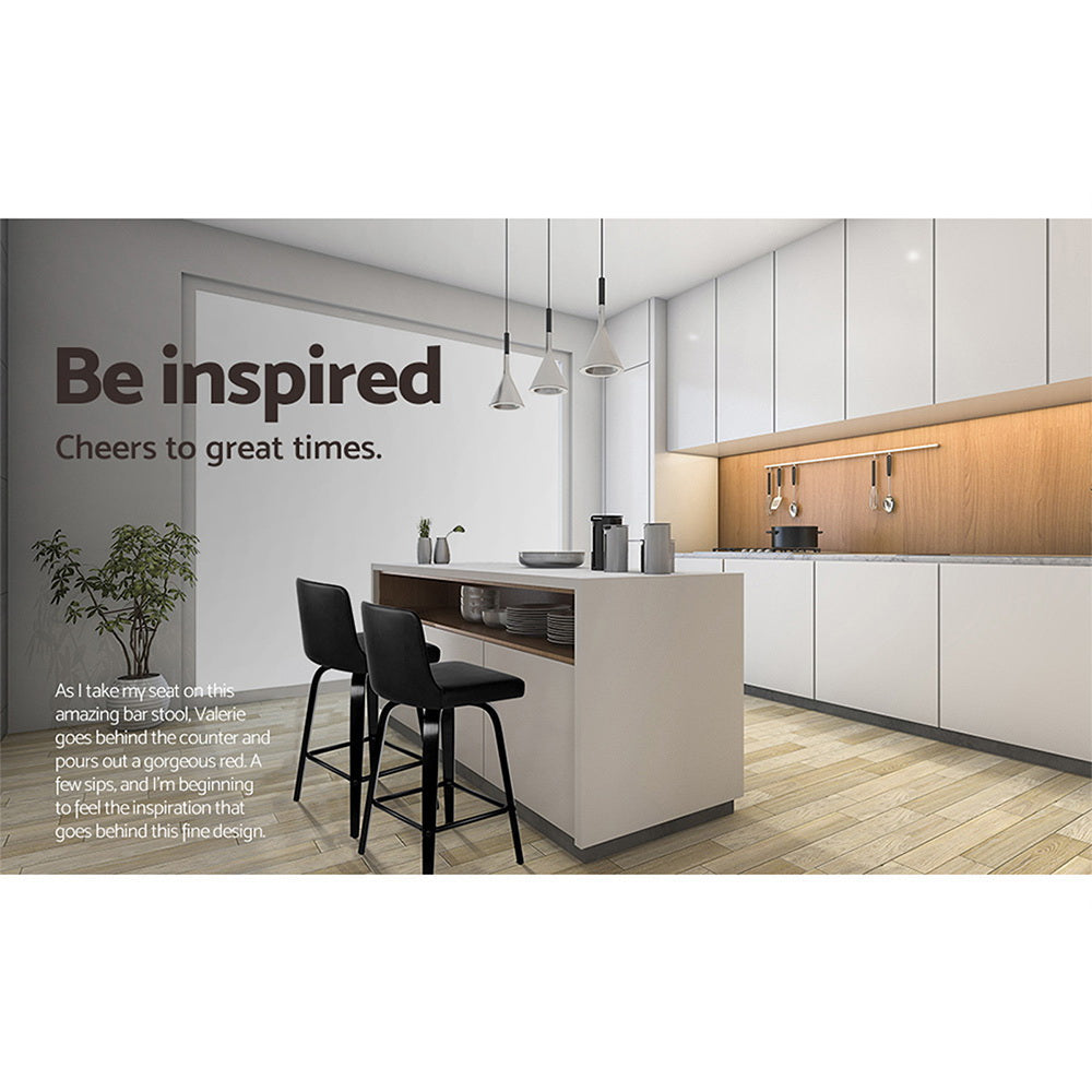 Artiss Set of 2 Wooden Bar Stool - Black