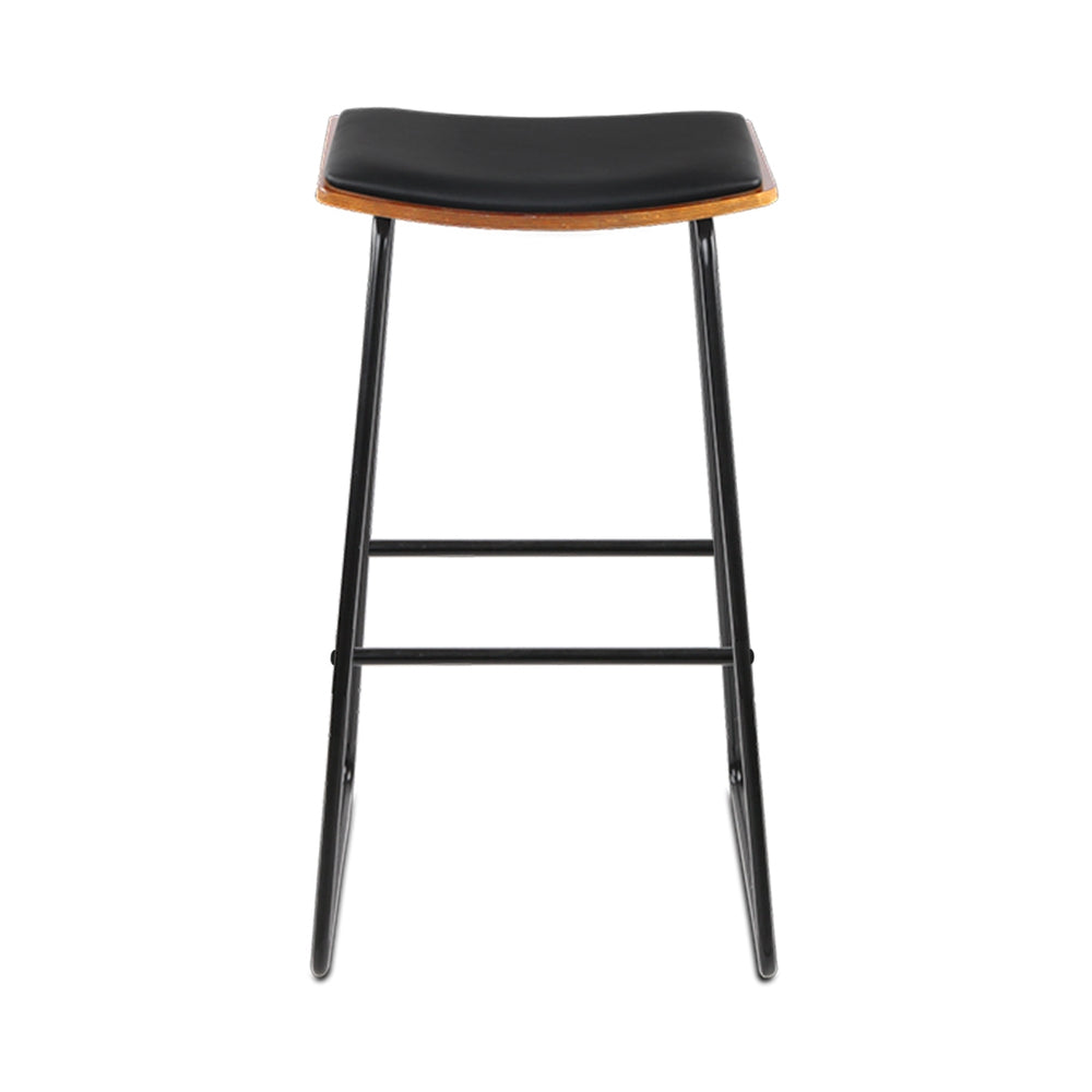 Artiss Set of 2 PU Leather Backless Bar Stools - Black