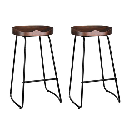 Artiss Set of 2 Wooden Backless Bar Stools - Black