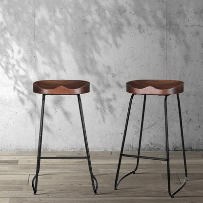 Artiss Set of 2 Wooden Backless Bar Stools - Black
