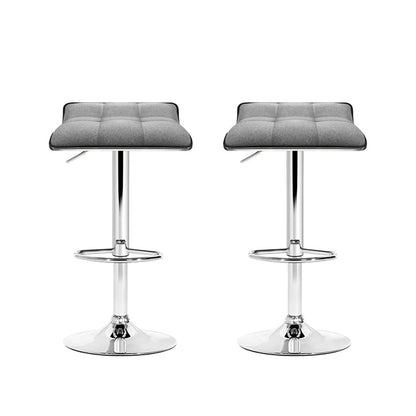 Artiss 2x Fabric Bar Stools Swivel Bar Stool Dining Chairs Gas Lift Kitchen Grey