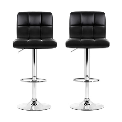 Artiss 2x Bar Stools Leather Gas Lift Black